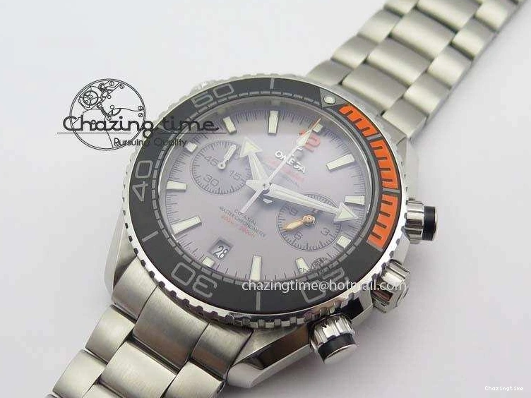 0412 Planet Ocean Master Chronometer Chrono SS OM 1:1 Best Edition Gray Dial On SS Bracelet A Reliable 8180